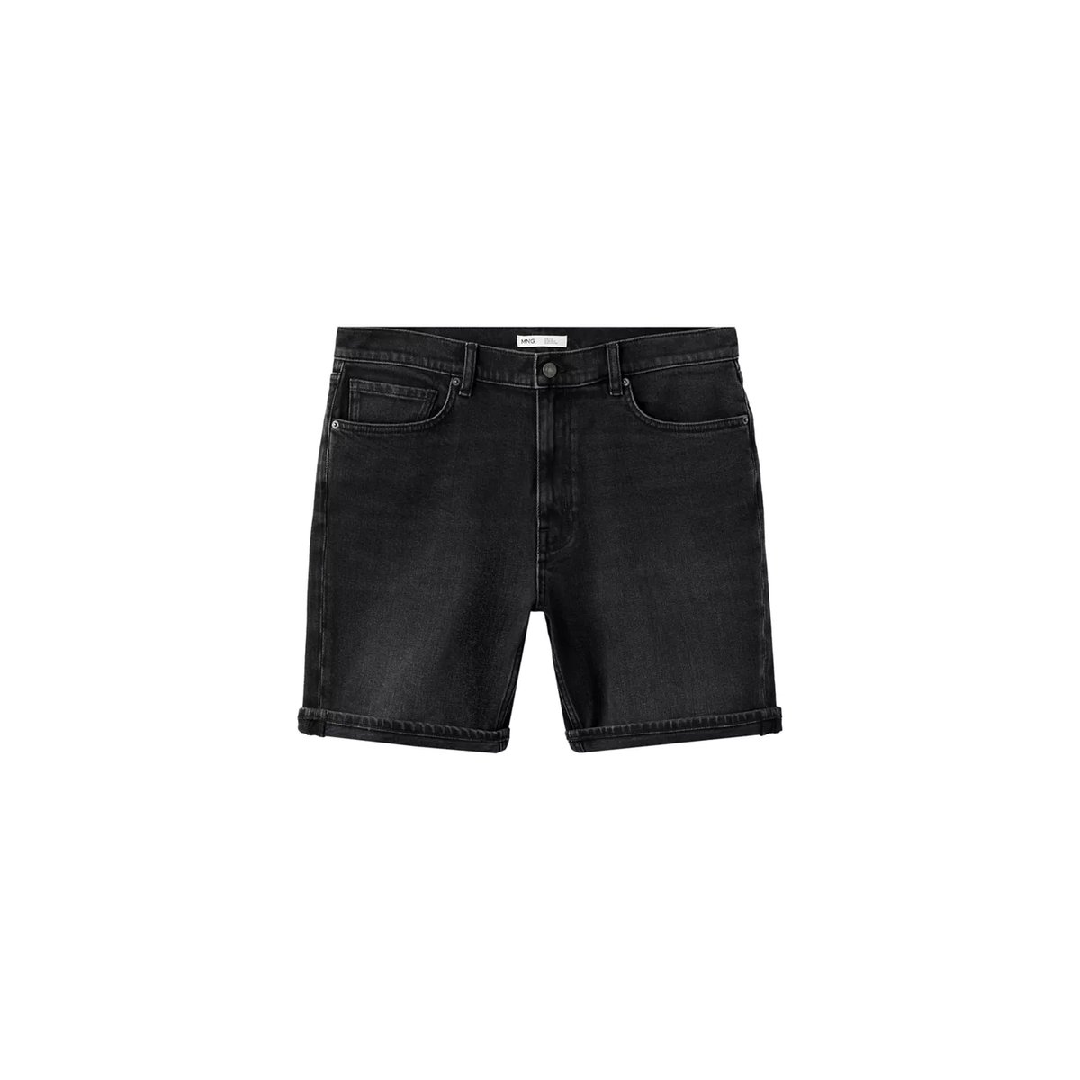 Bermuda slim-fit à revers black denim, MANGO MAN