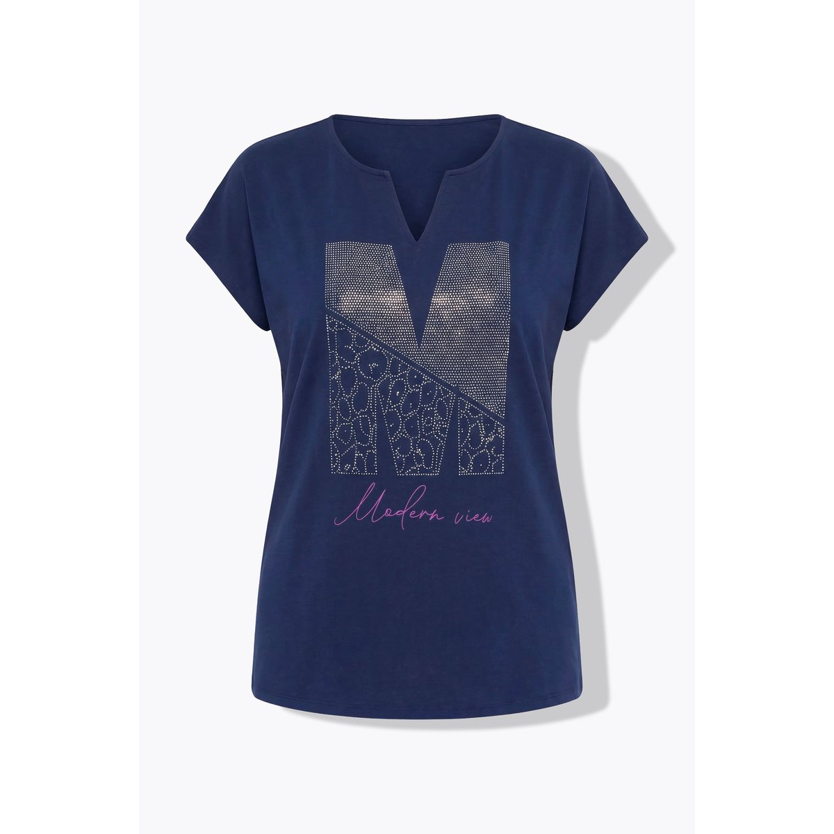 T-shirt oversize, petits strass fantaisie marine, ULLA POPKEN