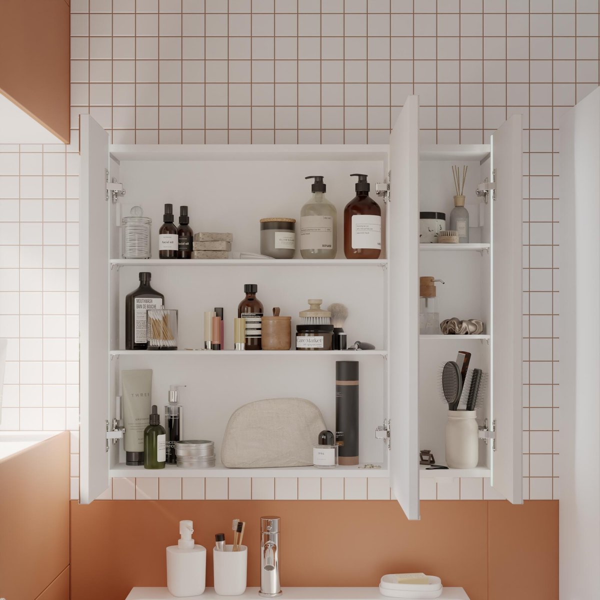 Armoire de toilette lumineuse LED, EASY blanc, SENSEA