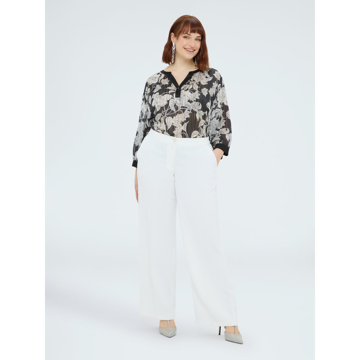 Blouse à imprimé fleuri noir, FIORELLA RUBINO