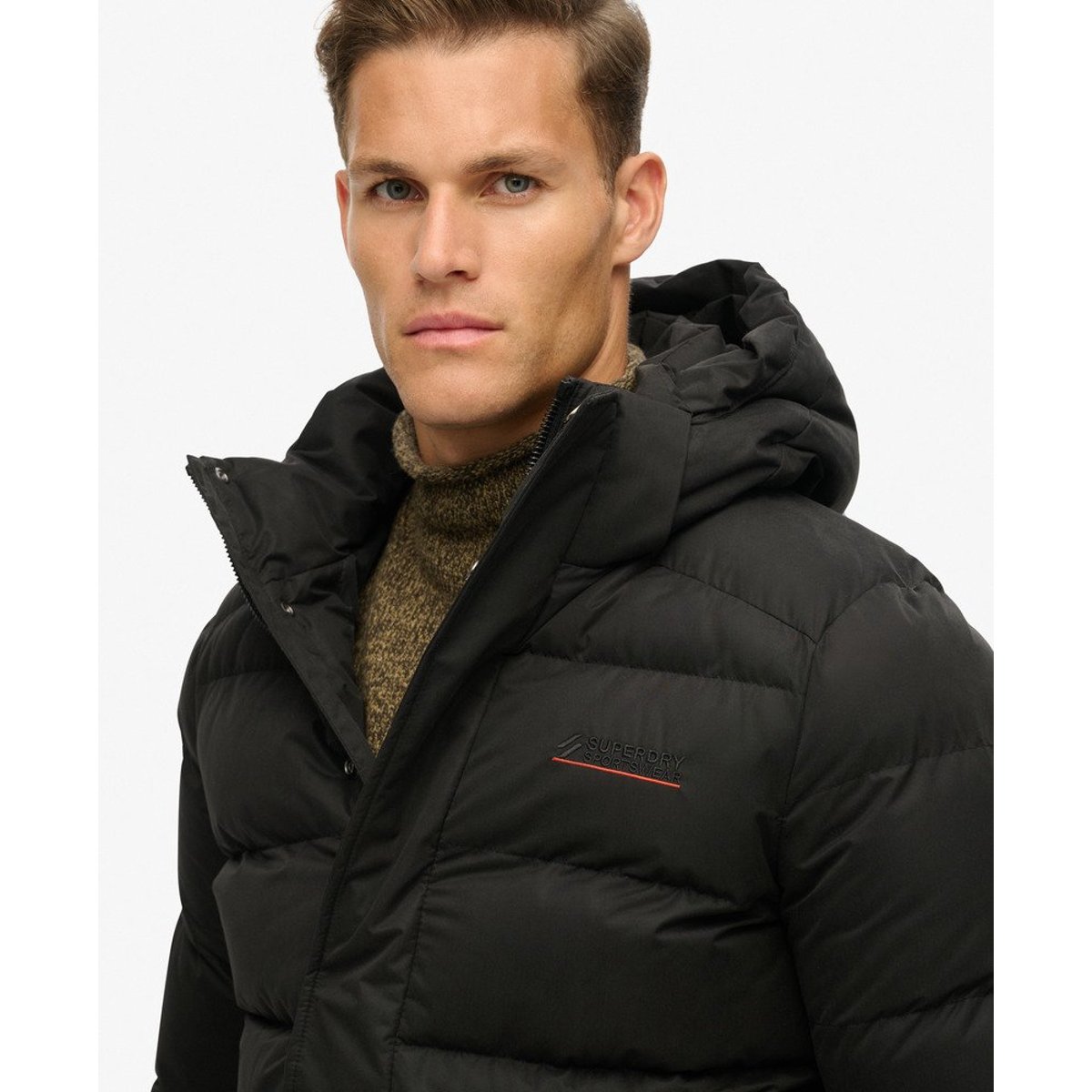 Doudoune à capuche Sports en microfibre noir, SUPERDRY