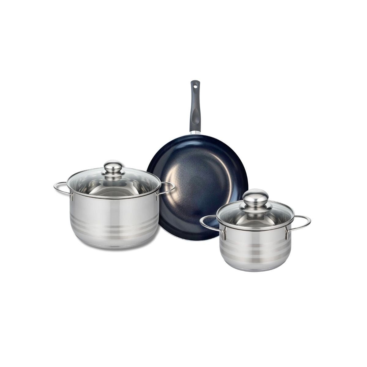 Batterie 1 poêle 24cm + 2 faitouts 16/20cm PRIMA BRILLANT noir, ELO