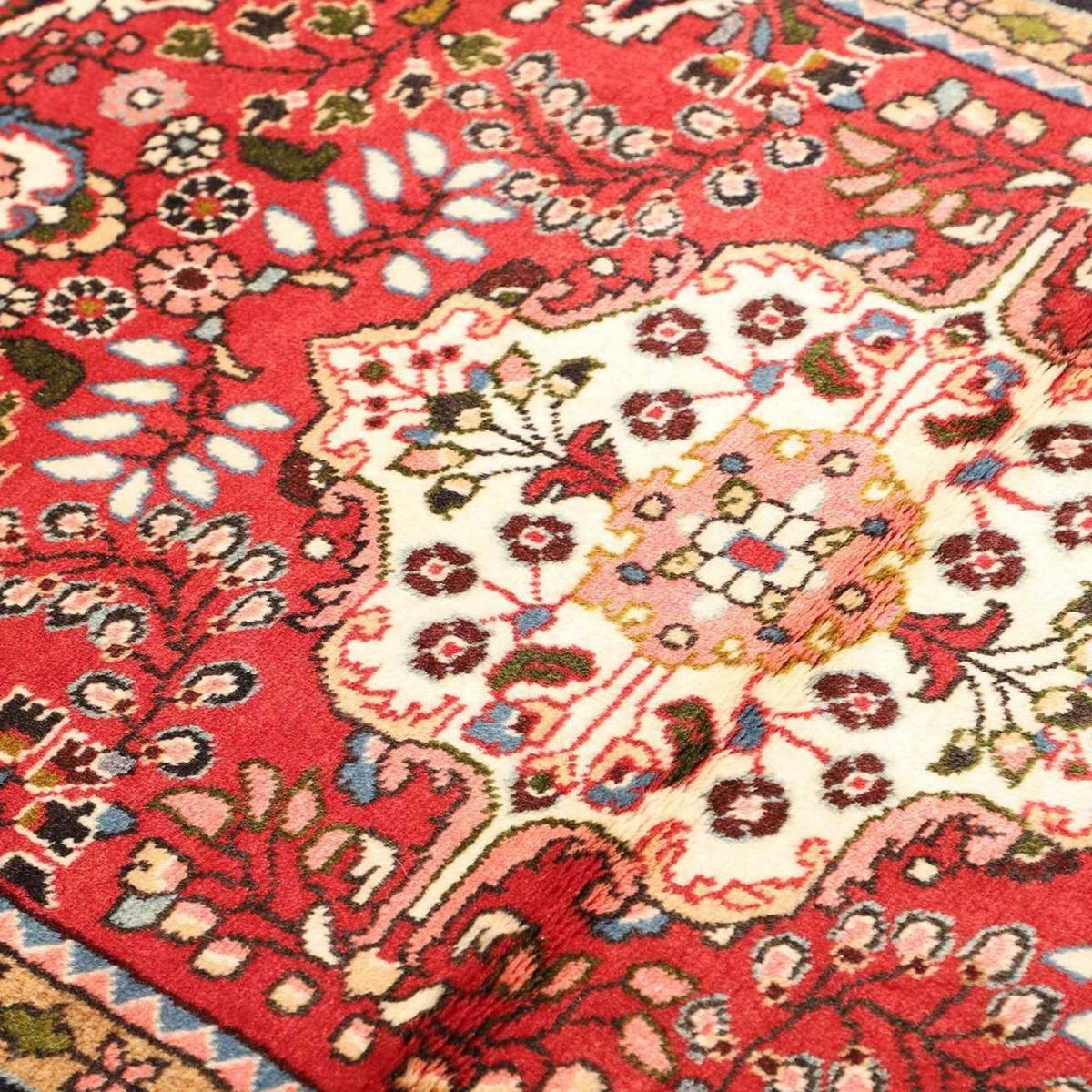 Tapis d'orient oriental, noué main en laine, HAMADAN 16 rouge, crème, noir, UN AMOUR DE TAPIS