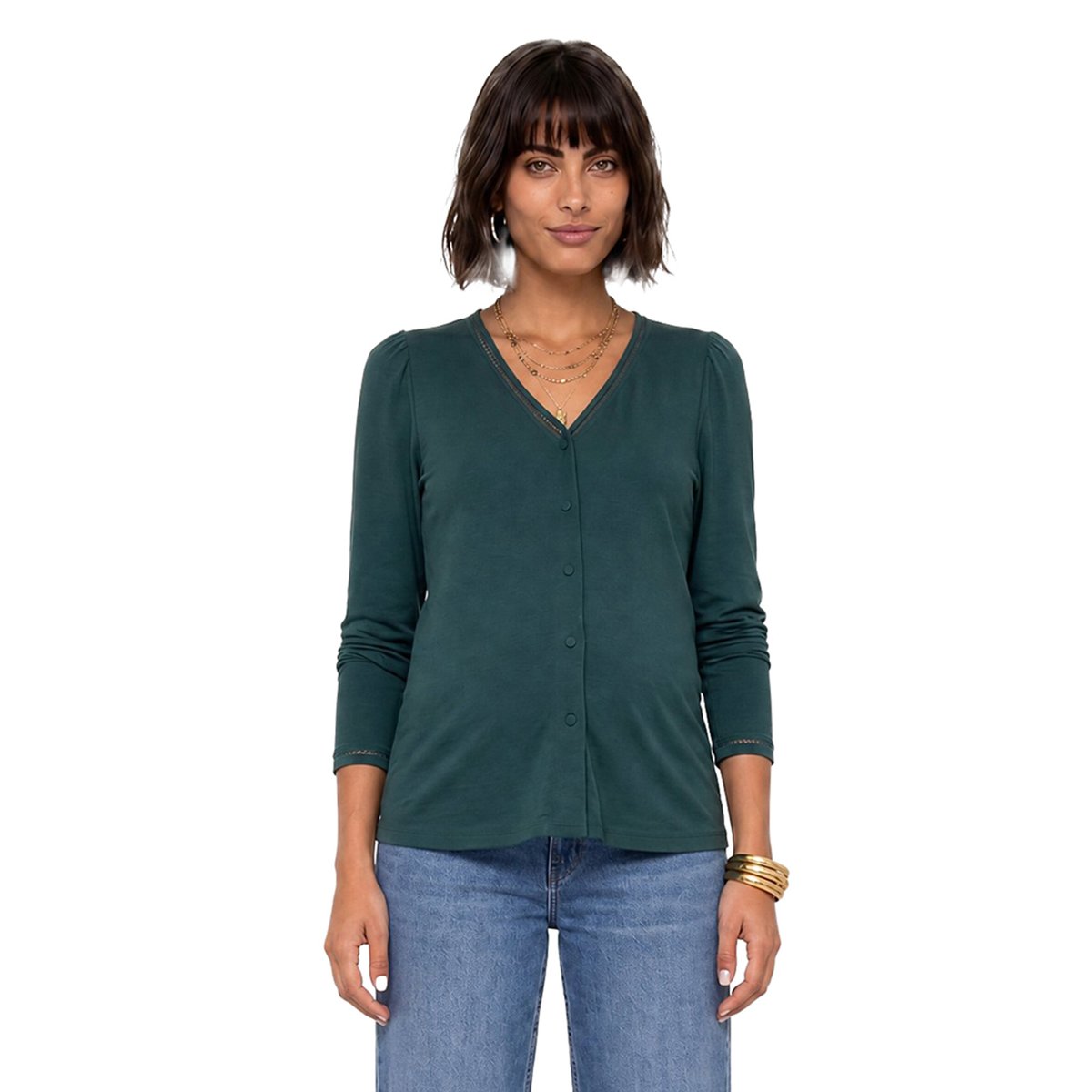 T-shirt grossesse et allaitement manches longues vert sapin, VERTBAUDET