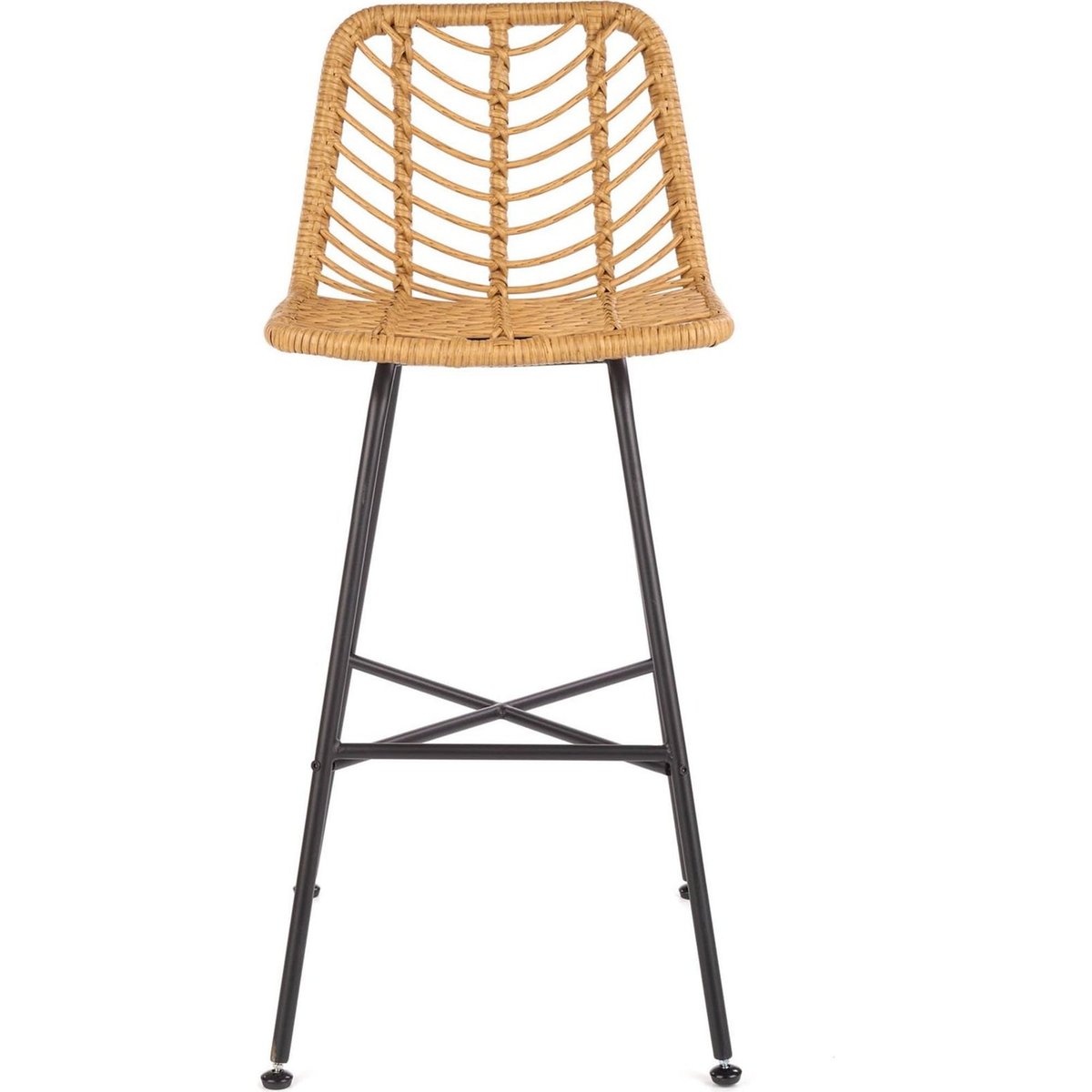 Tabouret de bar en rotin tressé SHEQEL naturel et noir, RECOLLECTION