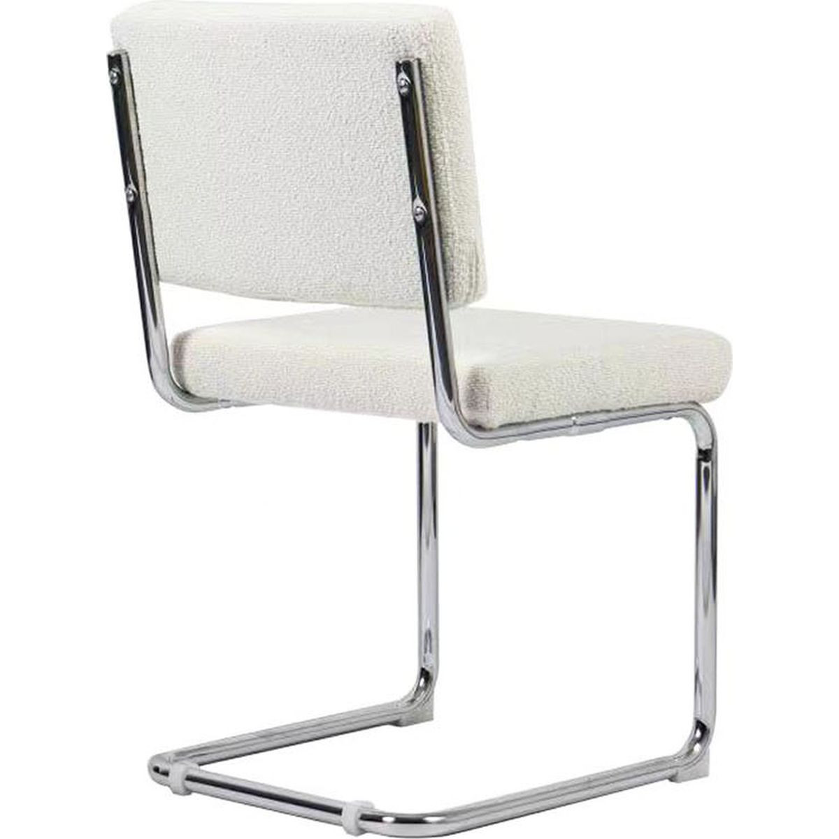 Lot de 2 chaises en tissu bouclé et métal chromé - DULCE ecru, HOMIFAB