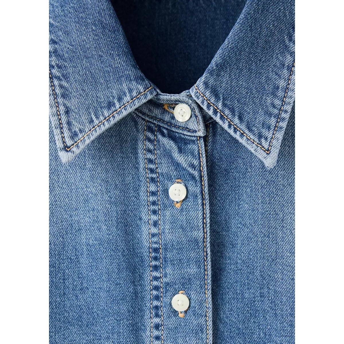 Chemise denim 100 % coton bleu moyen, MANGO