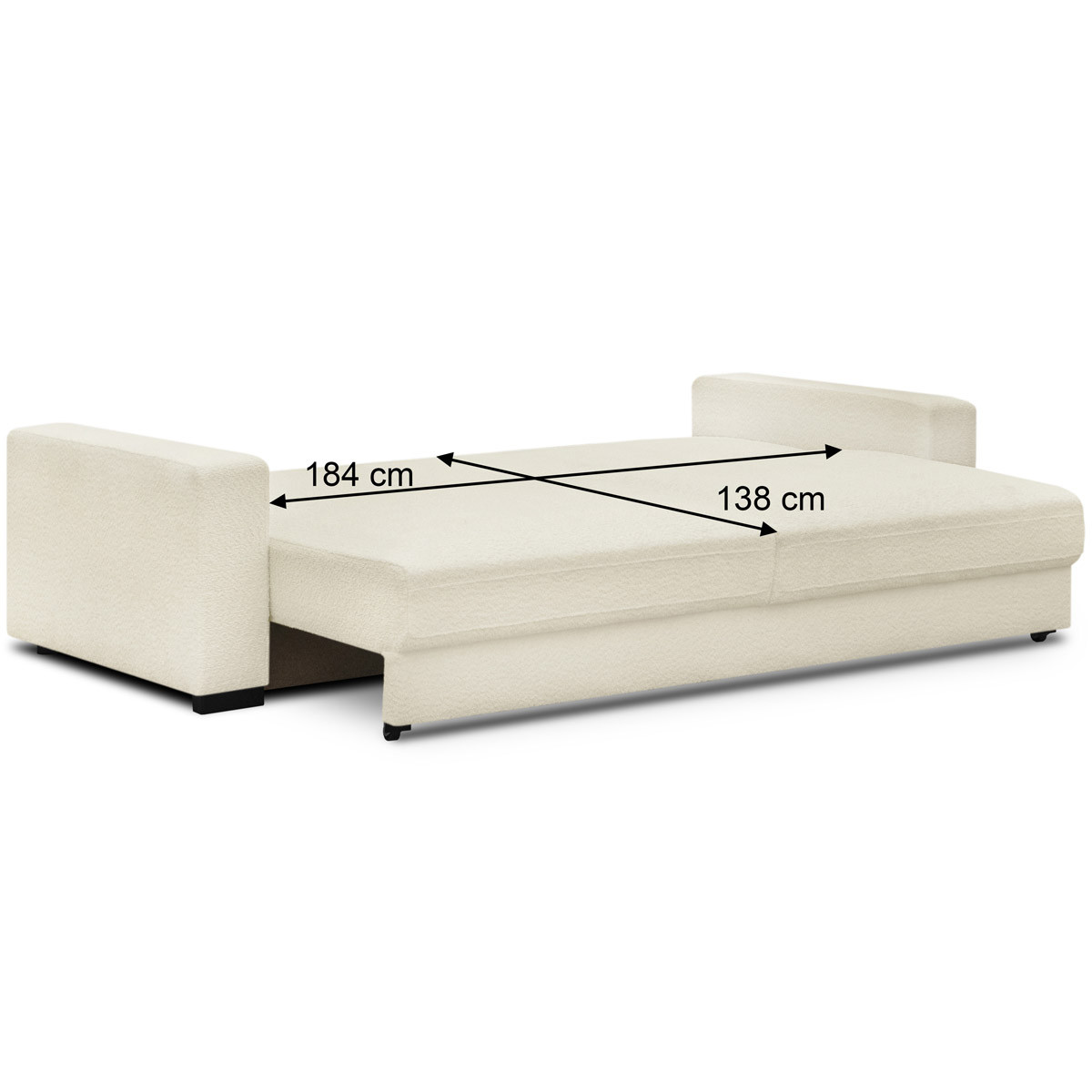 Canapé convertible 3 places en tissu bouclette - ROBIN ecru, HOMIFAB