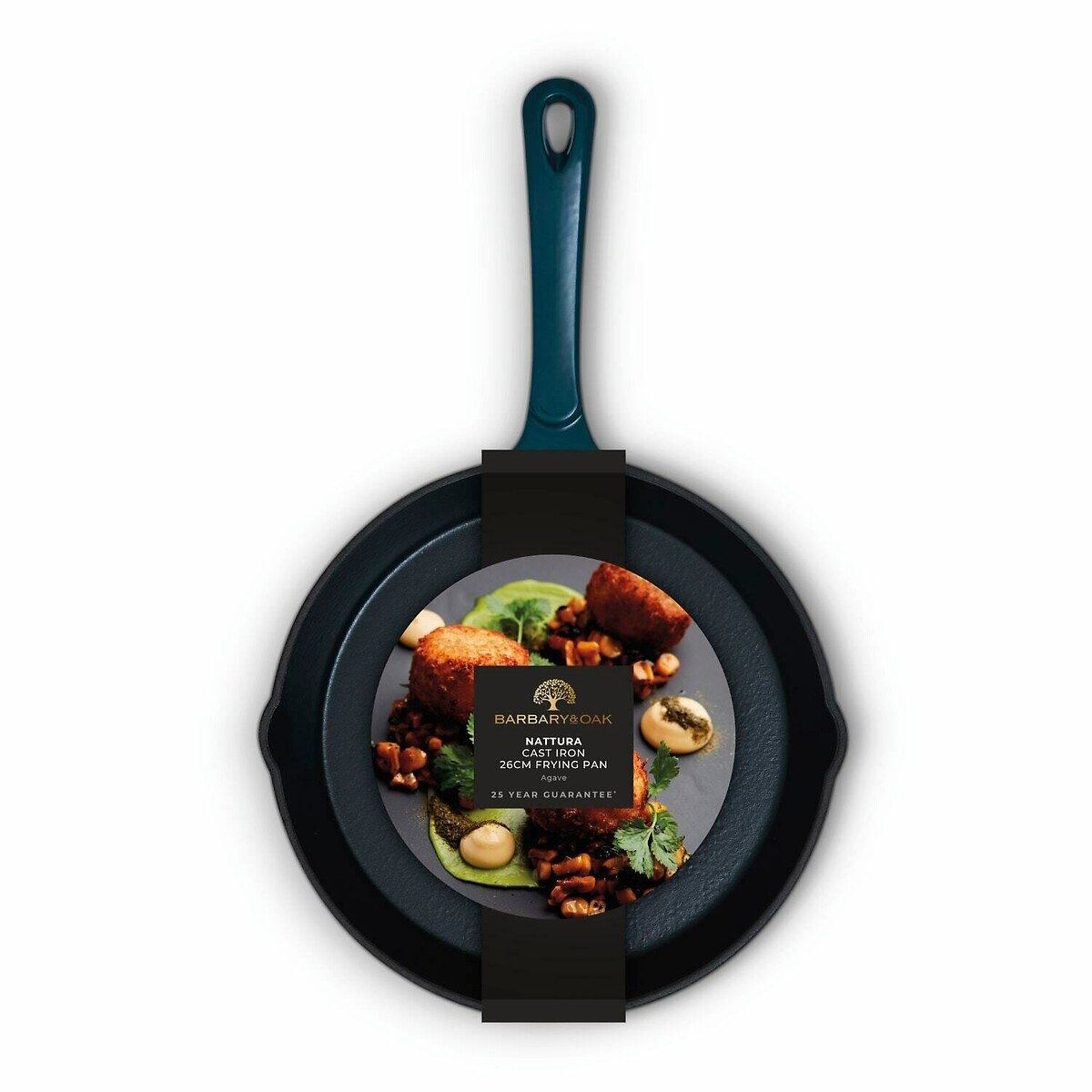 26cm Nattura Cast Iron Round Fry Pan teal, BARBARY & OAK