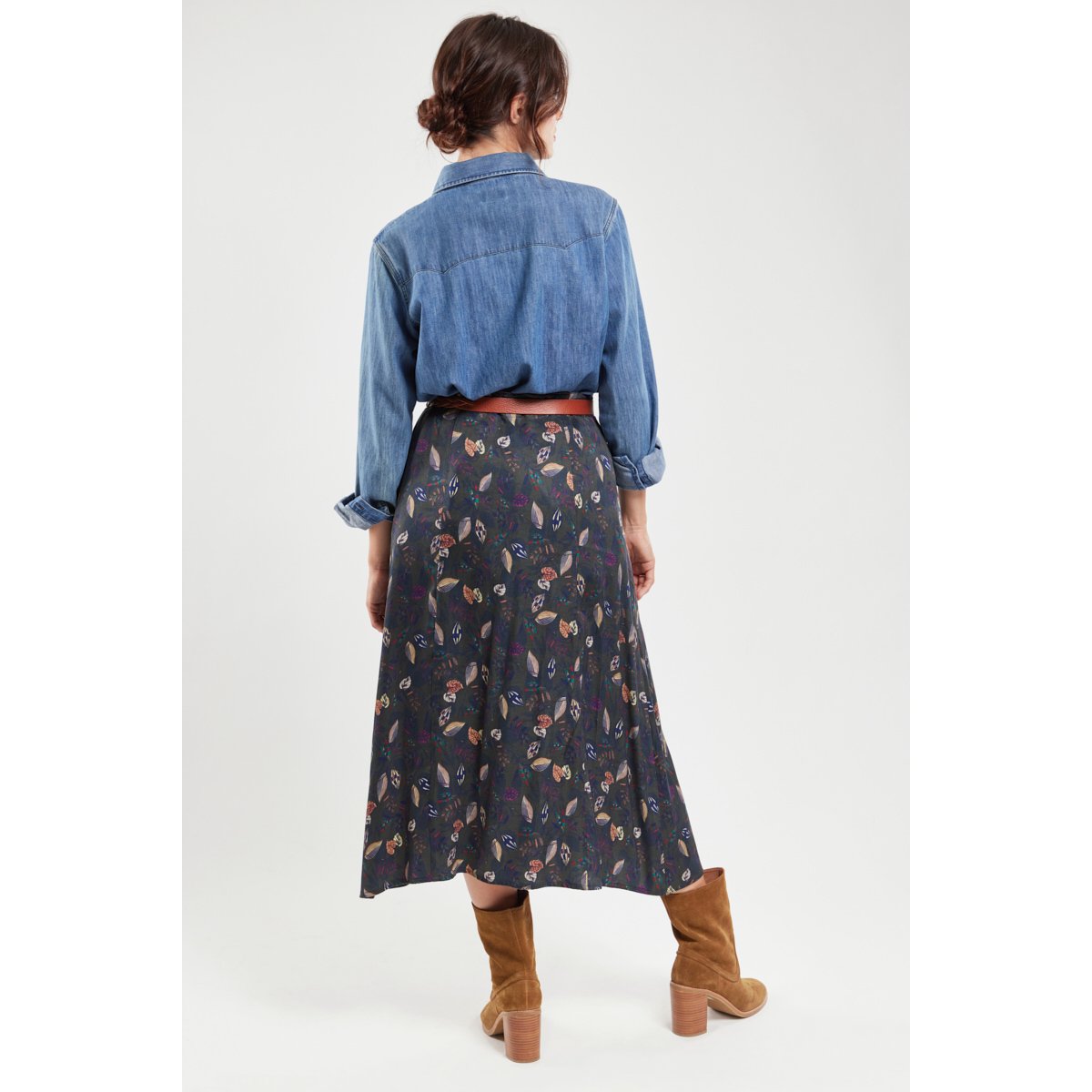 Jupe longue Flavie feuillage automnal, TERRE & MER
