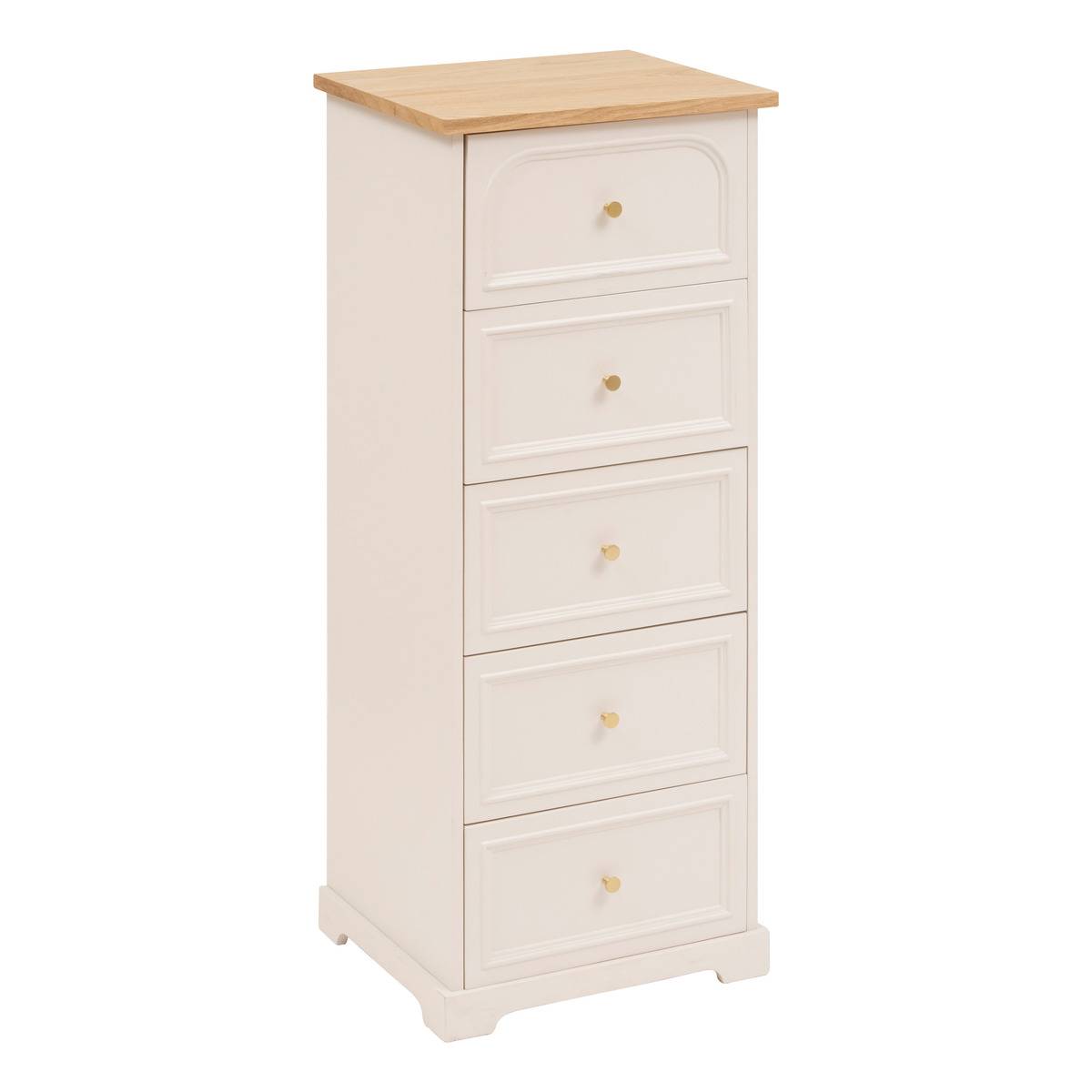 Commode chiffonnier 5 tiroirs MOHEA ivoire, ATMOSPHERA