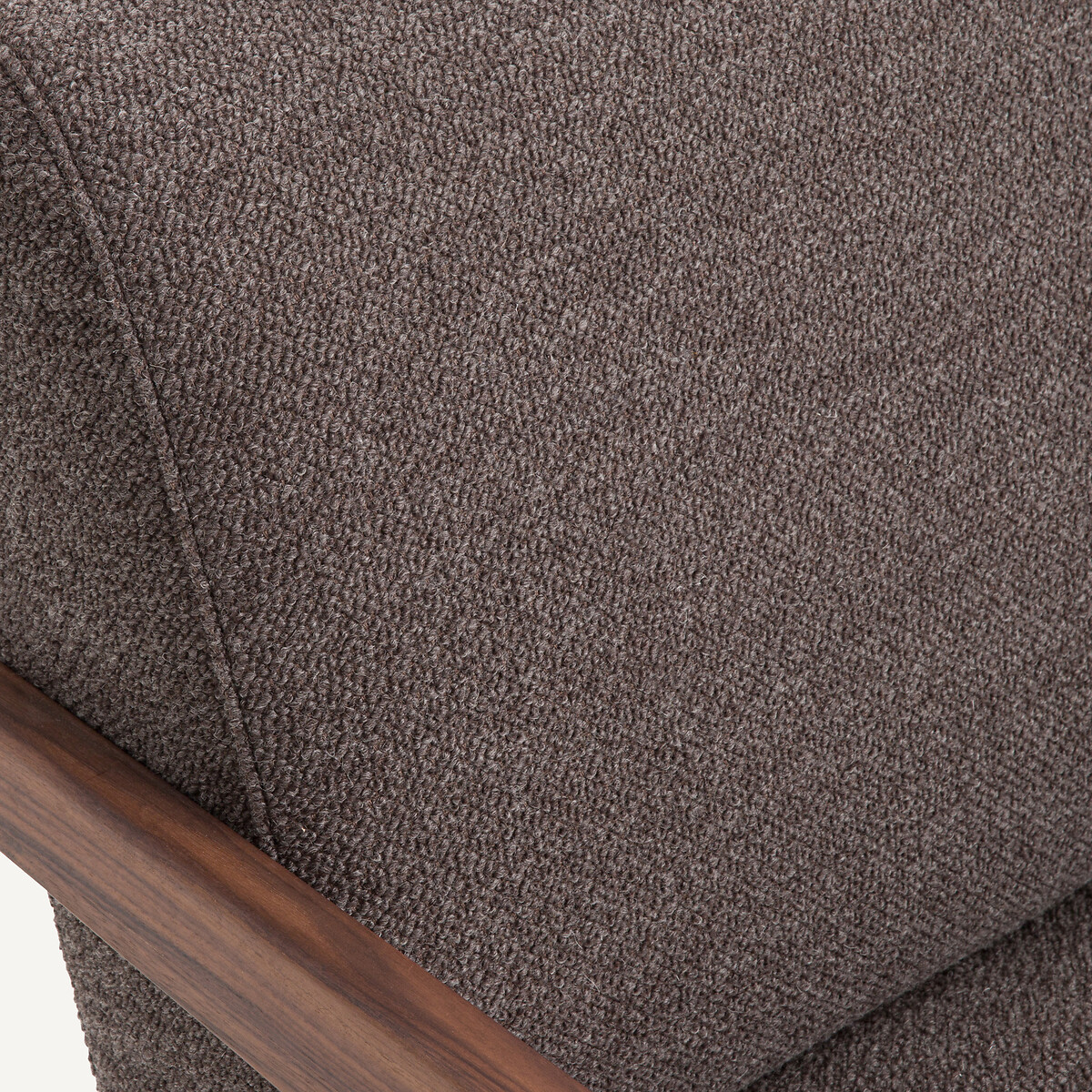 Fauteuil noyer massif et bouclette, Izag marron foncé, AM.PM