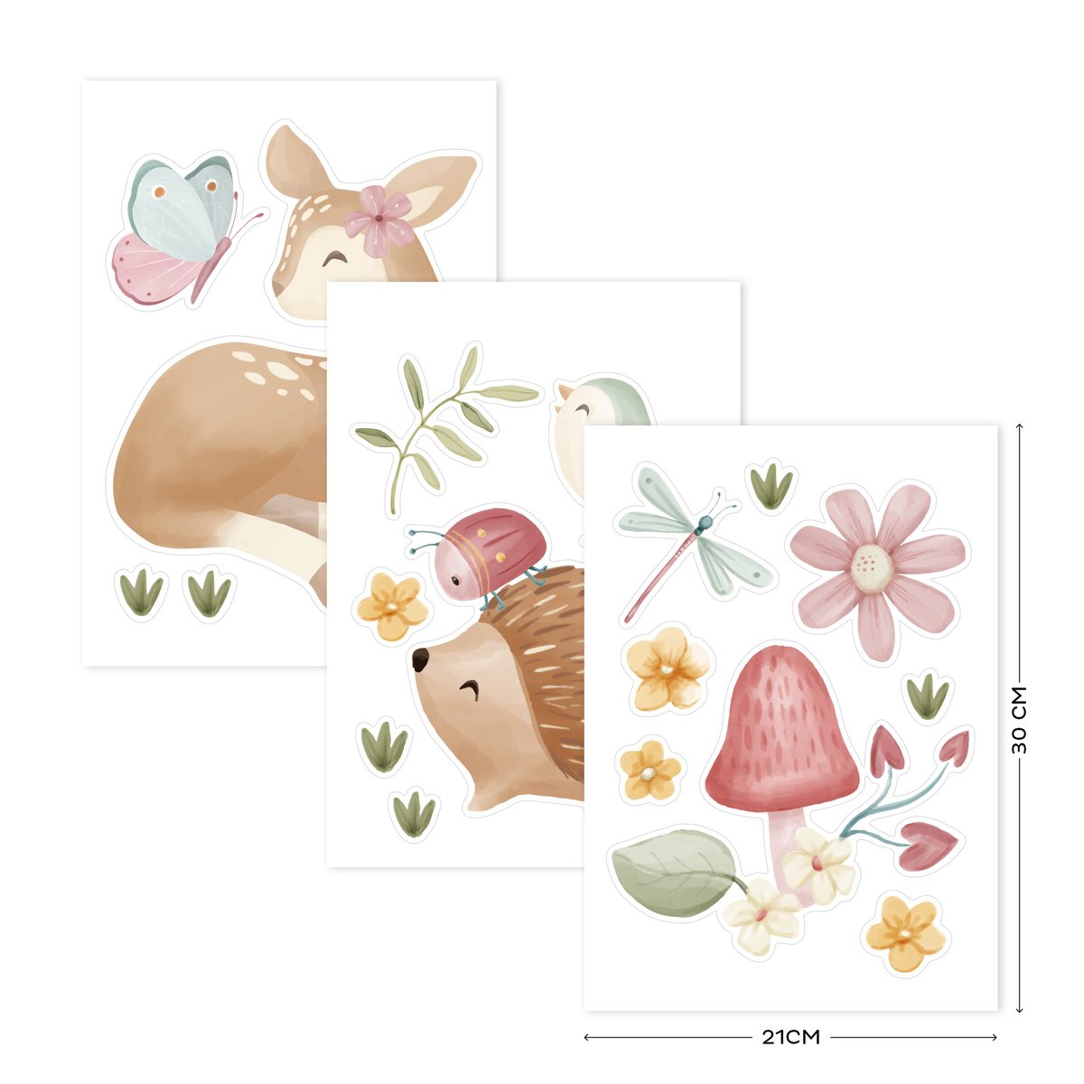 Stickers muraux pour enfant Petit faon et ses amis de la forêt coloris pastel, LITTLE DUTCH