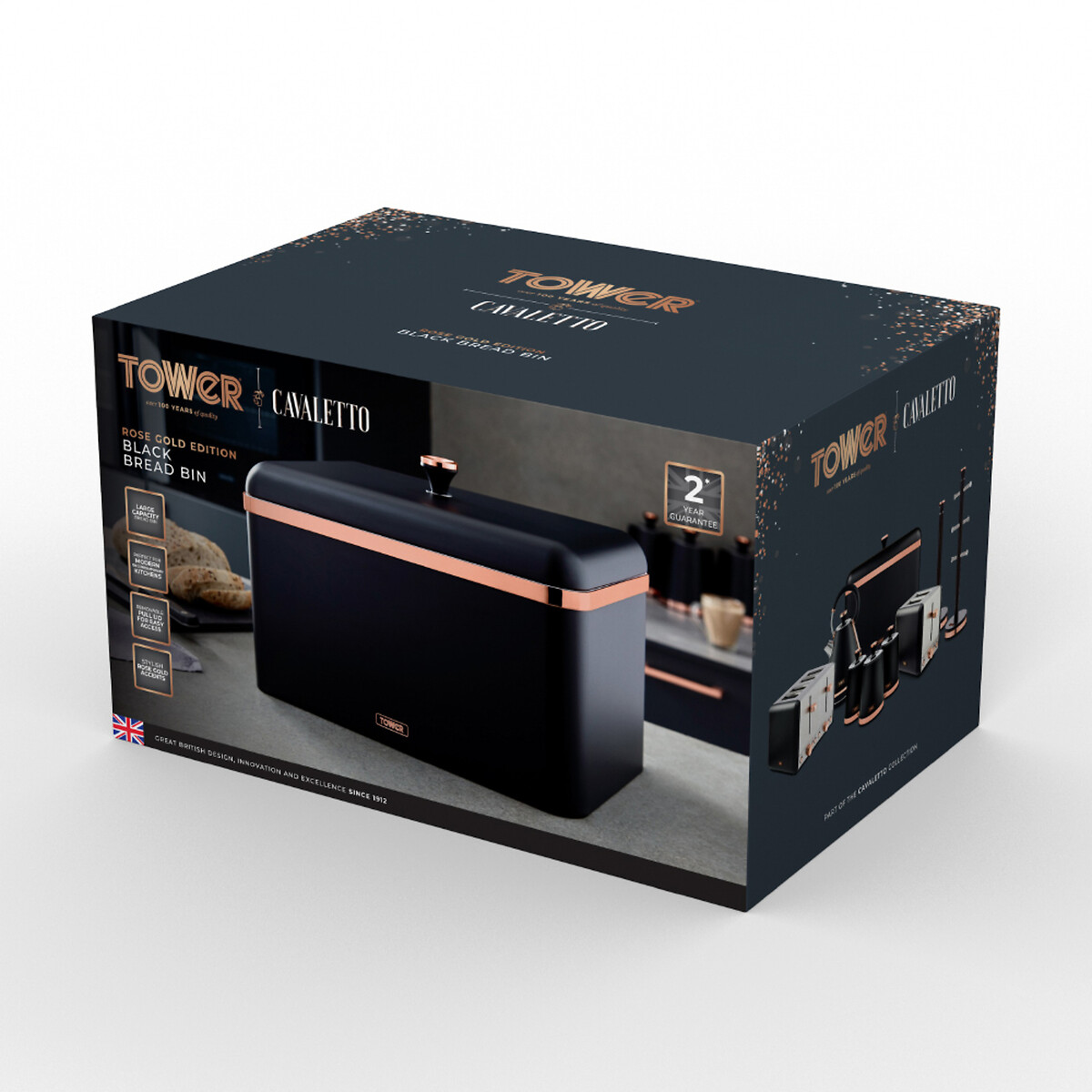 Cavaletto Bread Bin black, TOWER