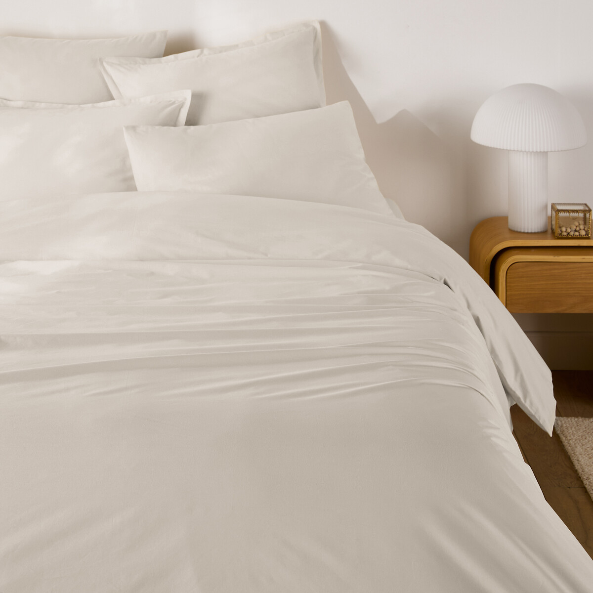 Scenario Cotton Percale 200 Thread Count Zip-Up Duvet Cover light beige, LA REDOUTE INTERIEURS