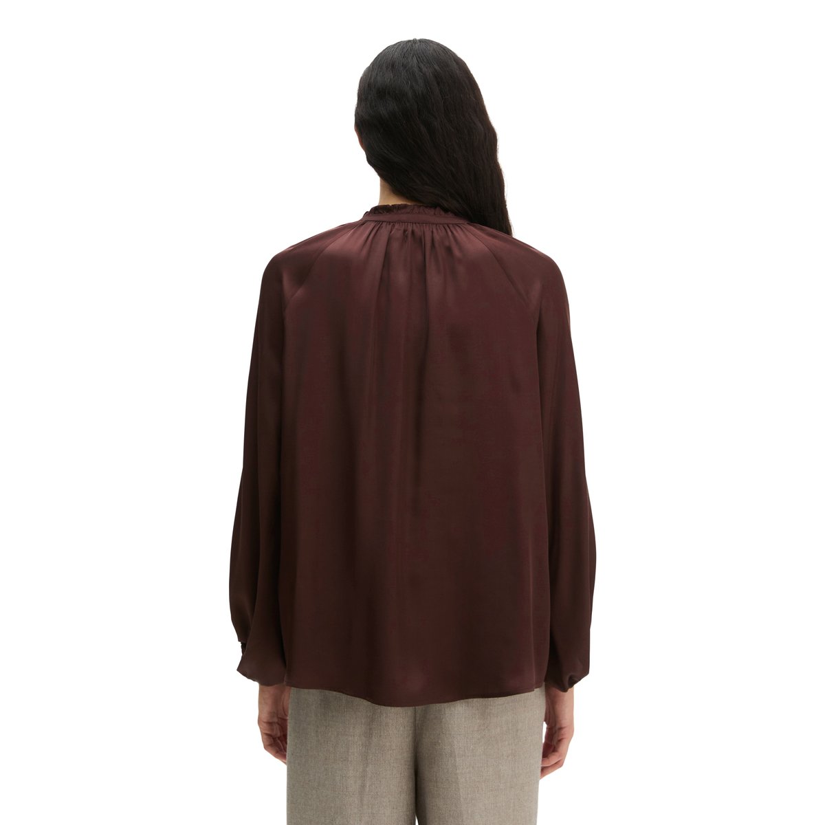 Chemisier bohème en satin, coupe décontractée en viscose fluide rouge, MARC O'POLO