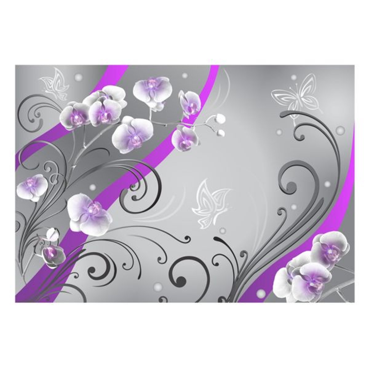 Papier peint intissé panoramique Purple orchids - variation violet, EDEN