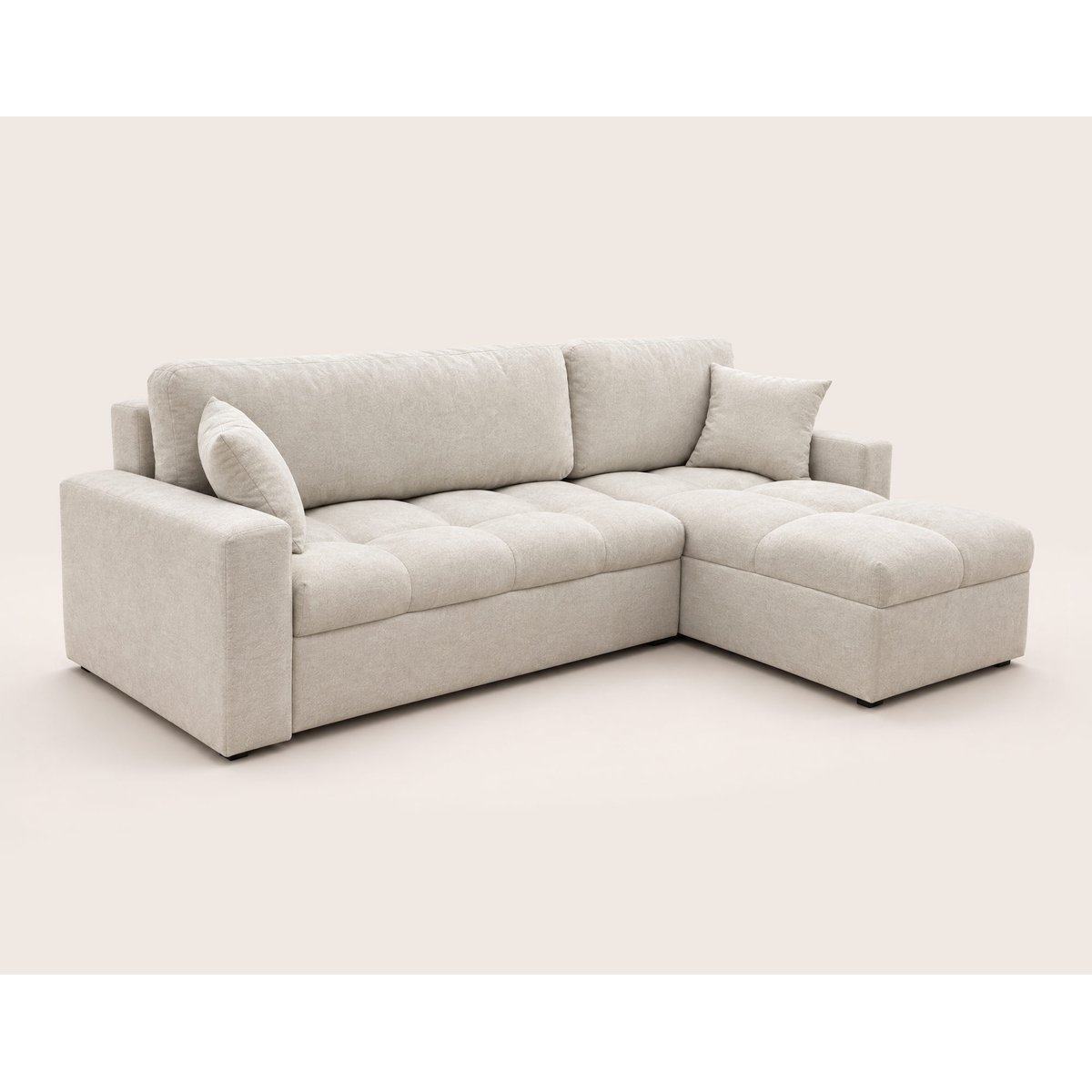 Canapé d'Angle Convertible en Tissu 4 places - CYRO beige, BEST MOBILIER