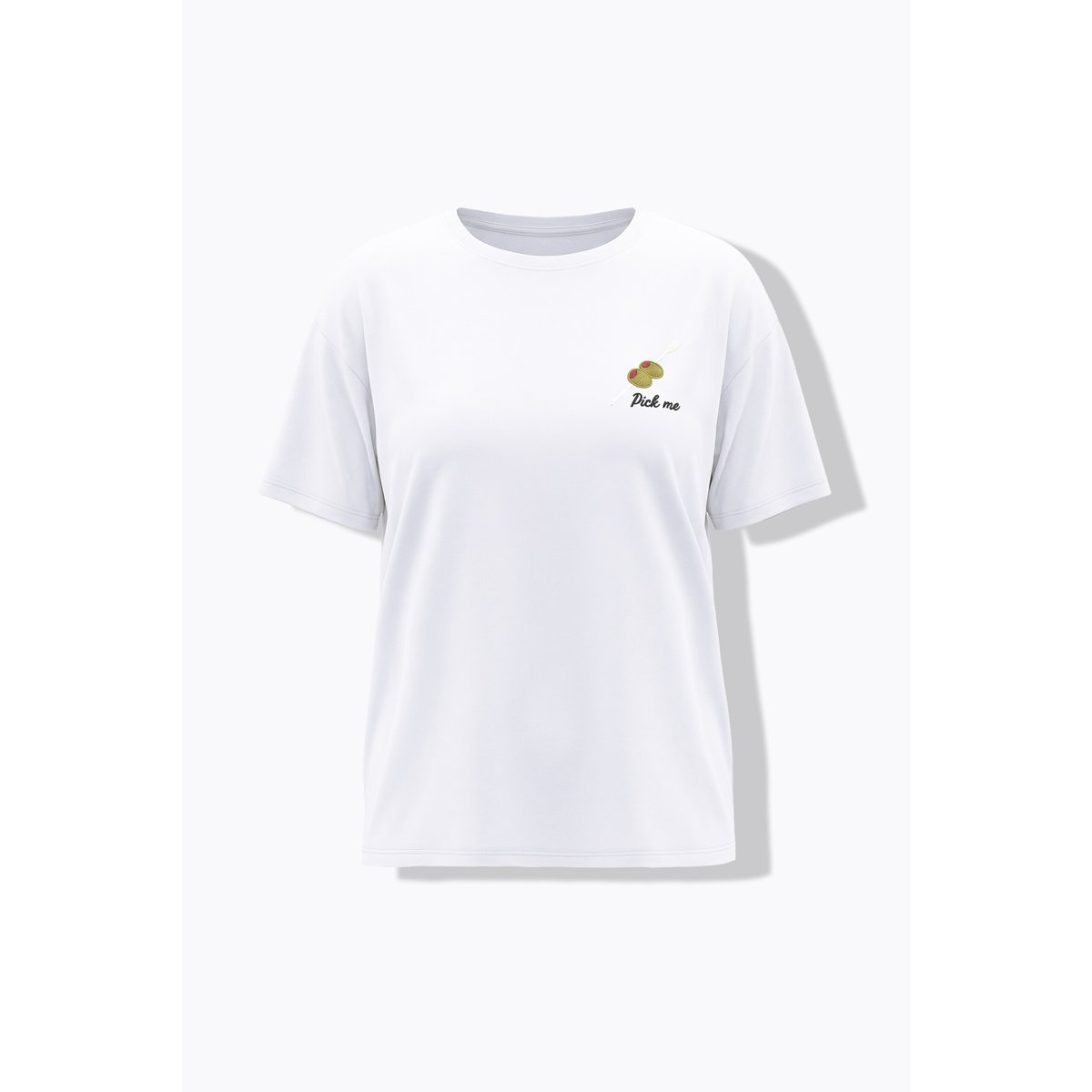 T-shirt oversize cropped, broderie olives blanc cassé, STUDIO UNTOLD