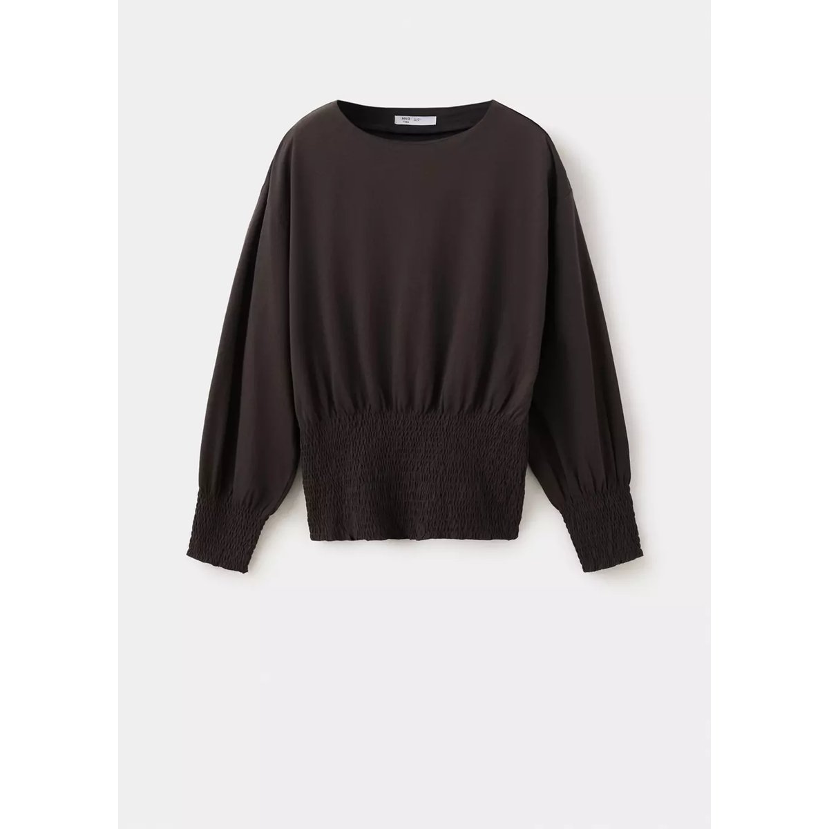 T-shirt coton détails froncés marron, MANGO TEEN