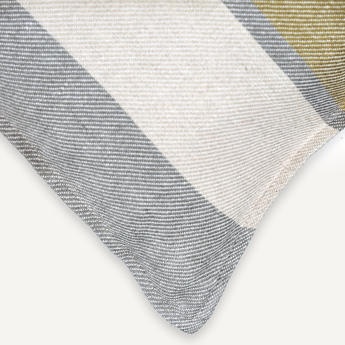 Housse de coussin lin épais, Cirrus rayé vert mousse, AM.PM