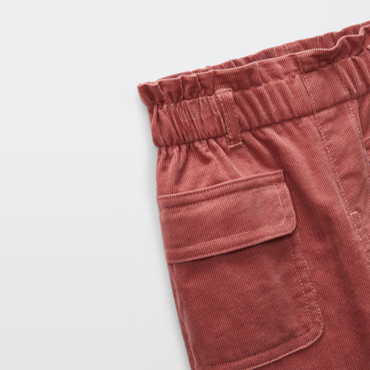 Pantalon taille élastique uni en velours en coton BIO GOTS blossom, BOUT'CHOU