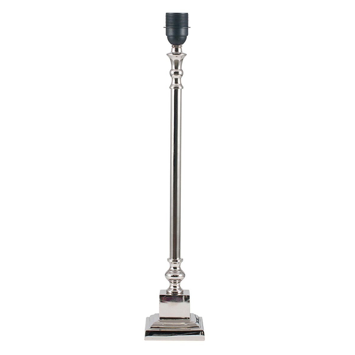 Claud Square Candlestick Table Lamp Base in Nickel silver-coloured metal, SO'HOME