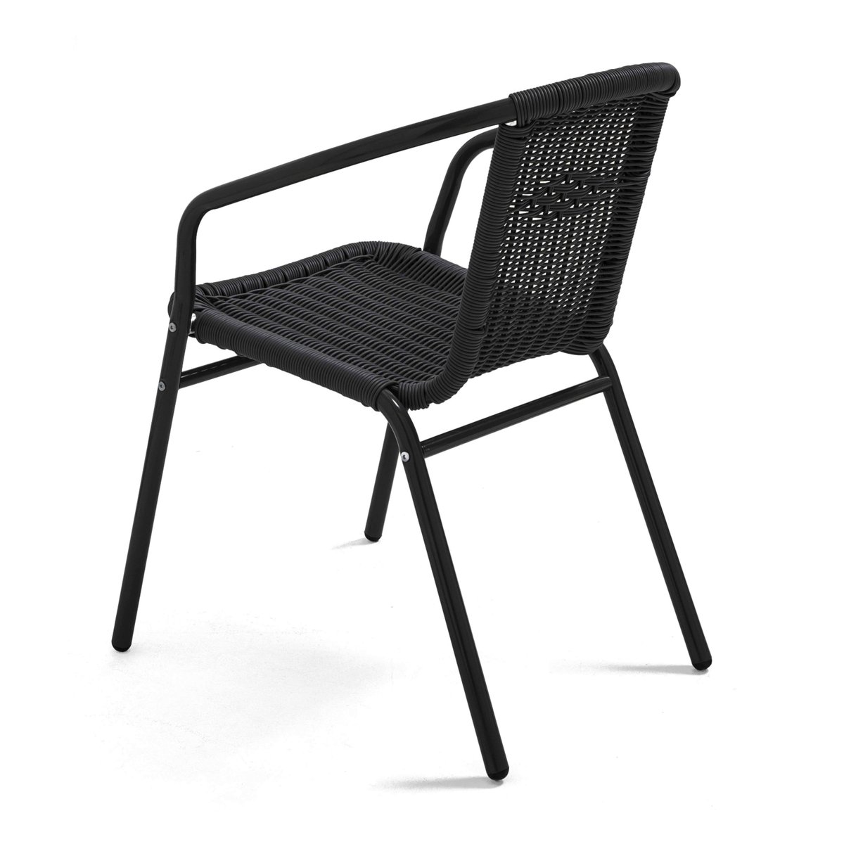 Table de terrasse carré plateau bois et 4 chaises en résine et aluminium marron, OVIALA