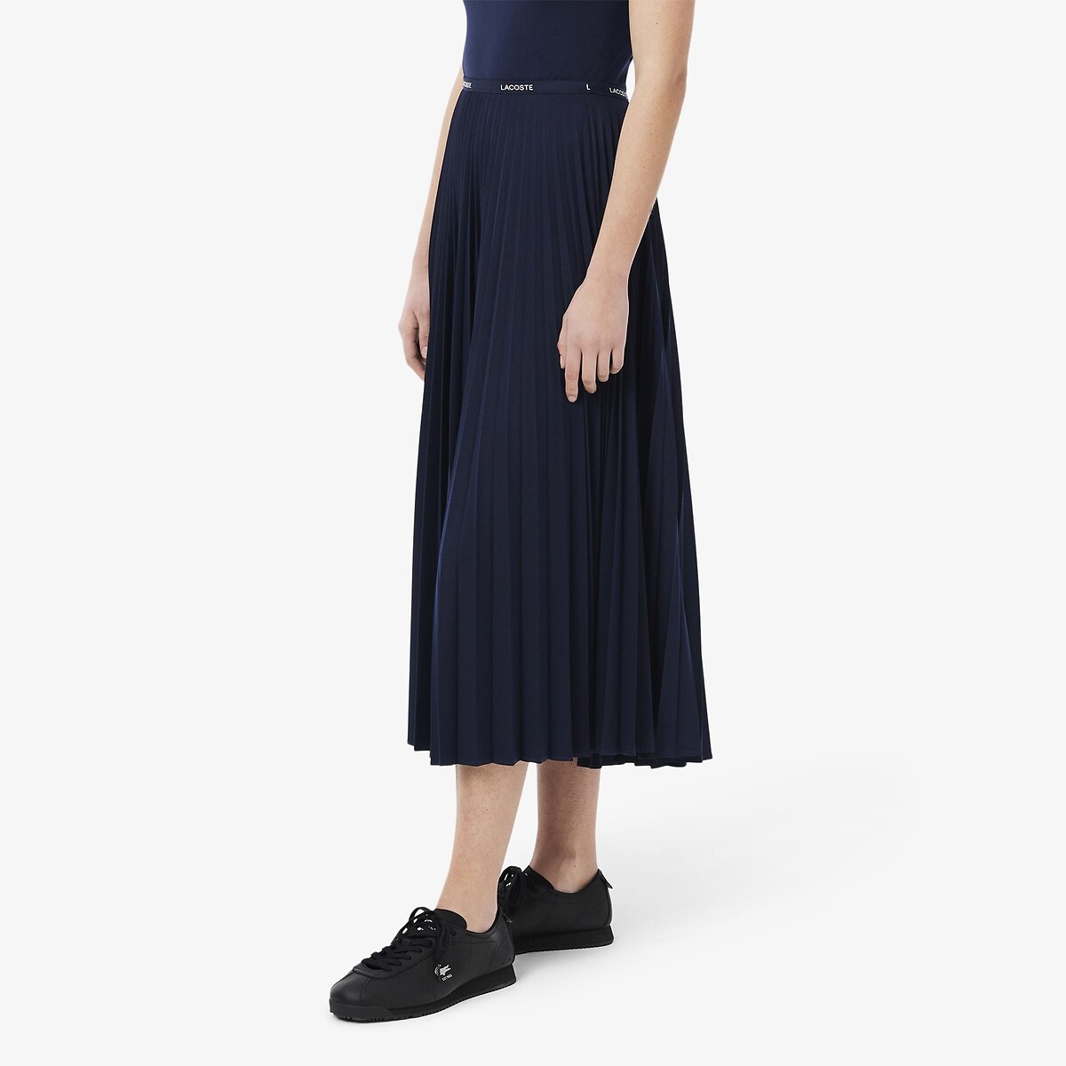 Jupe longue plissée taille élastiquée bleu-166, LACOSTE