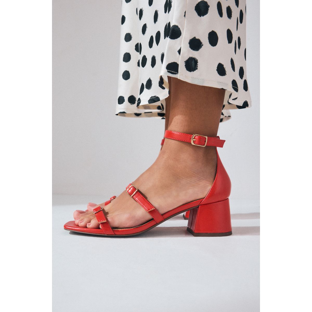 Sandales à boucles, petit talon orange, NEXT