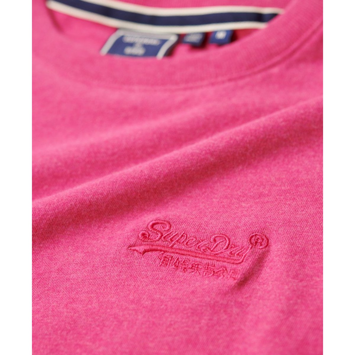 T-shirt col rond Vintage Logo magenta chiné, SUPERDRY