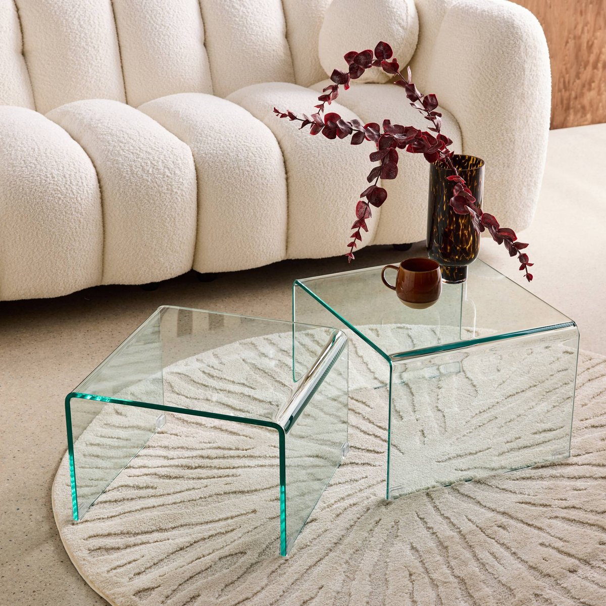 Tables gigognes rectangulaire et carrée verre trempée GLINTZ transparent, SWEEEK