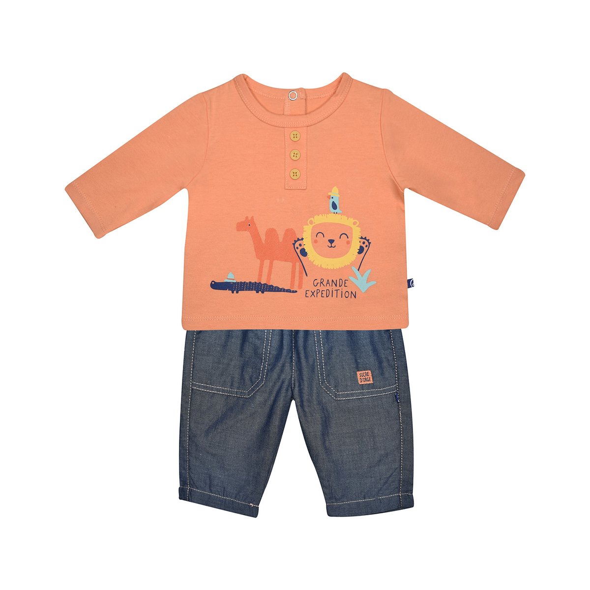 Tee shirt pantalon gaetan manches longues naissance orange, SUCRE D'ORGE