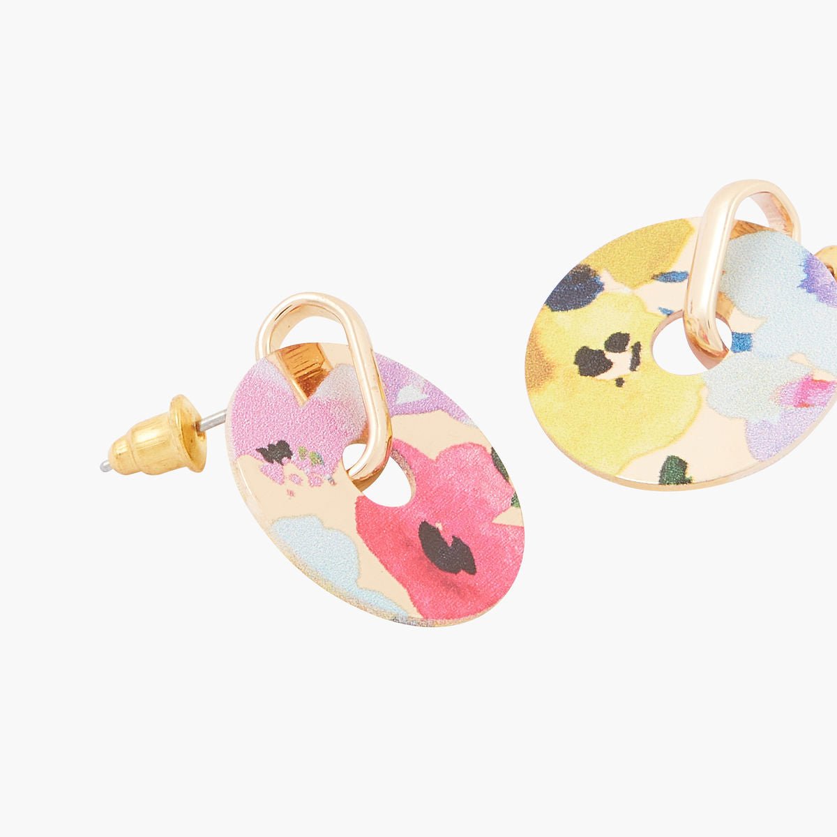 Boucles d'oreilles rondes Balagane imprimé fleurs multicolore, BALABOOSTE