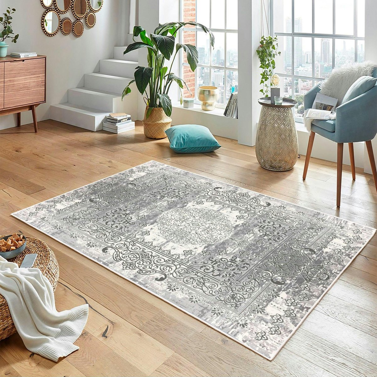 Tapis de salon décor oriental ISTANBUL gris, PIER IMPORT