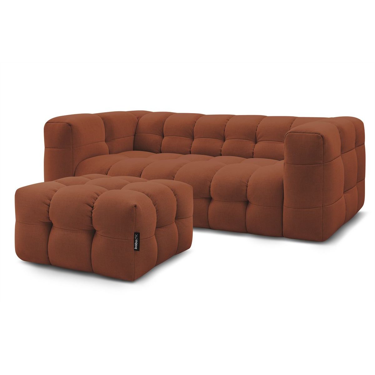 Canapé lit 4 places en tissu lisse, CLOUD orange, BOBOCHIC