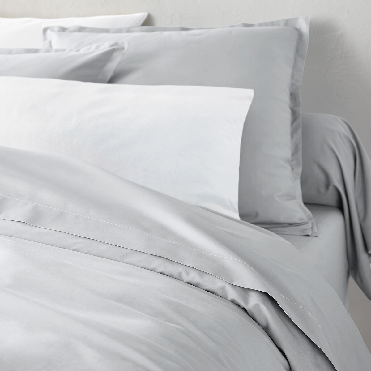 Housse de couette zippée, en percale de coton, 80 fils, Scénario gris perle, LA REDOUTE INTERIEURS