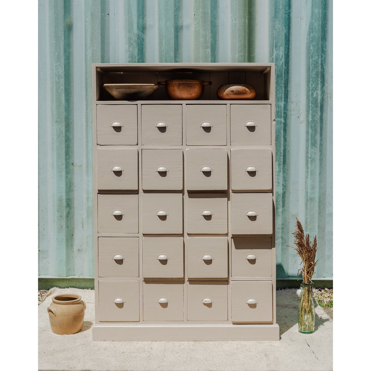Meuble de métier à 20 casiers en bois Fernand N°351 - Bon état rose, DEBONGOUT