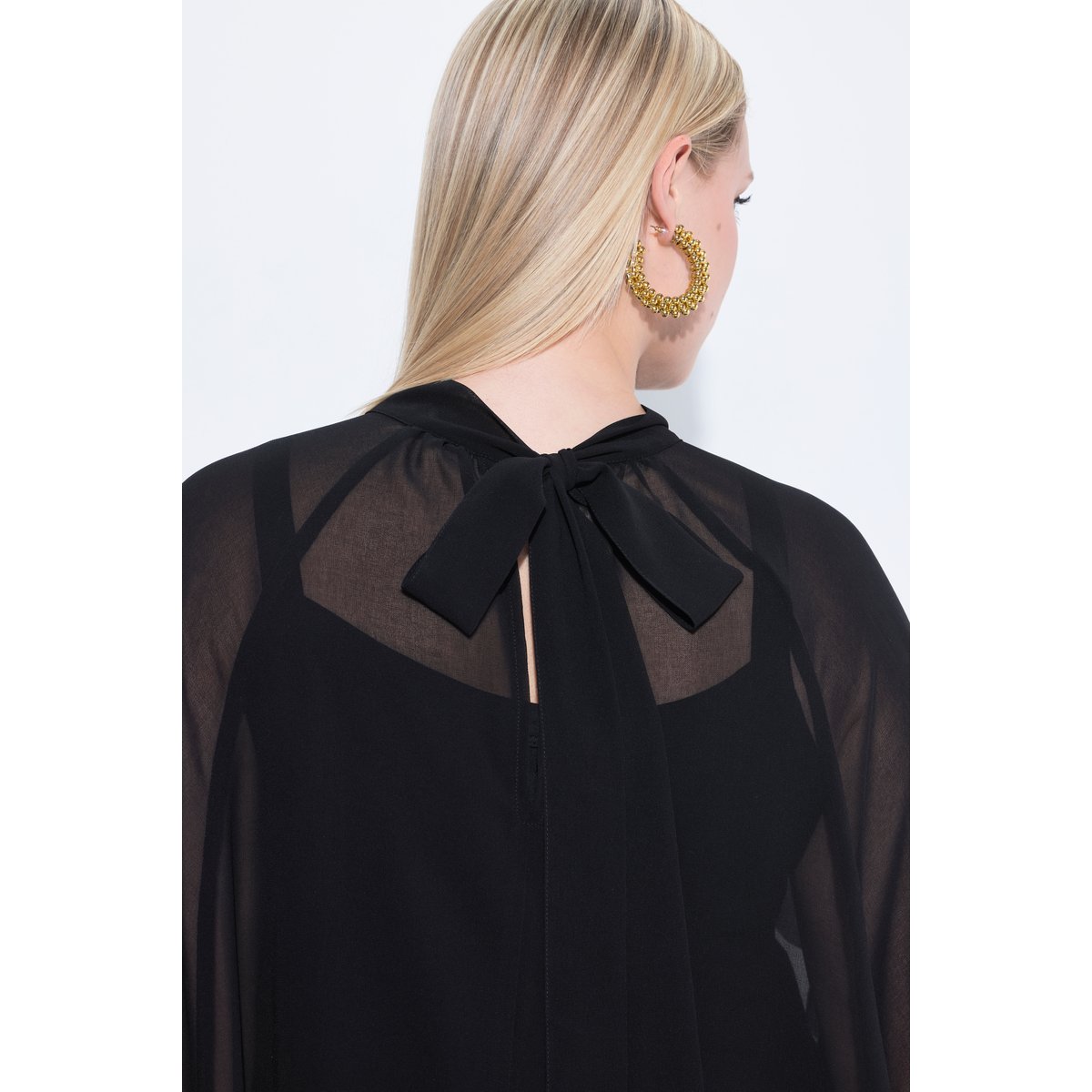 Blouse esprit cape en mousseline noir, ULLA POPKEN