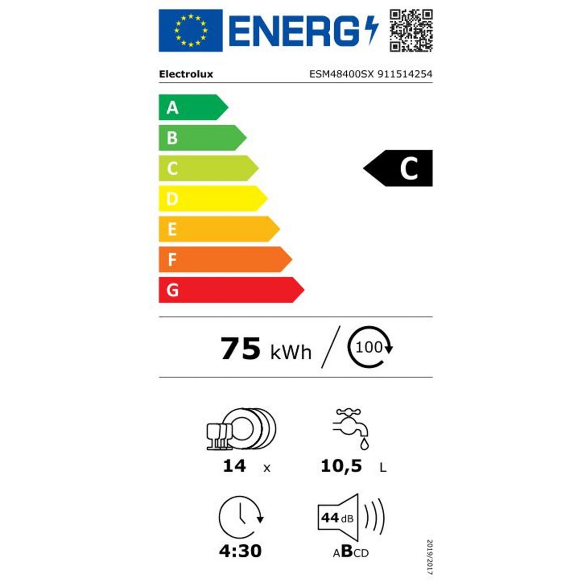 Lave vaisselle 60 cm ESM48400SX Satellite Clean couleur unique, ELECTROLUX