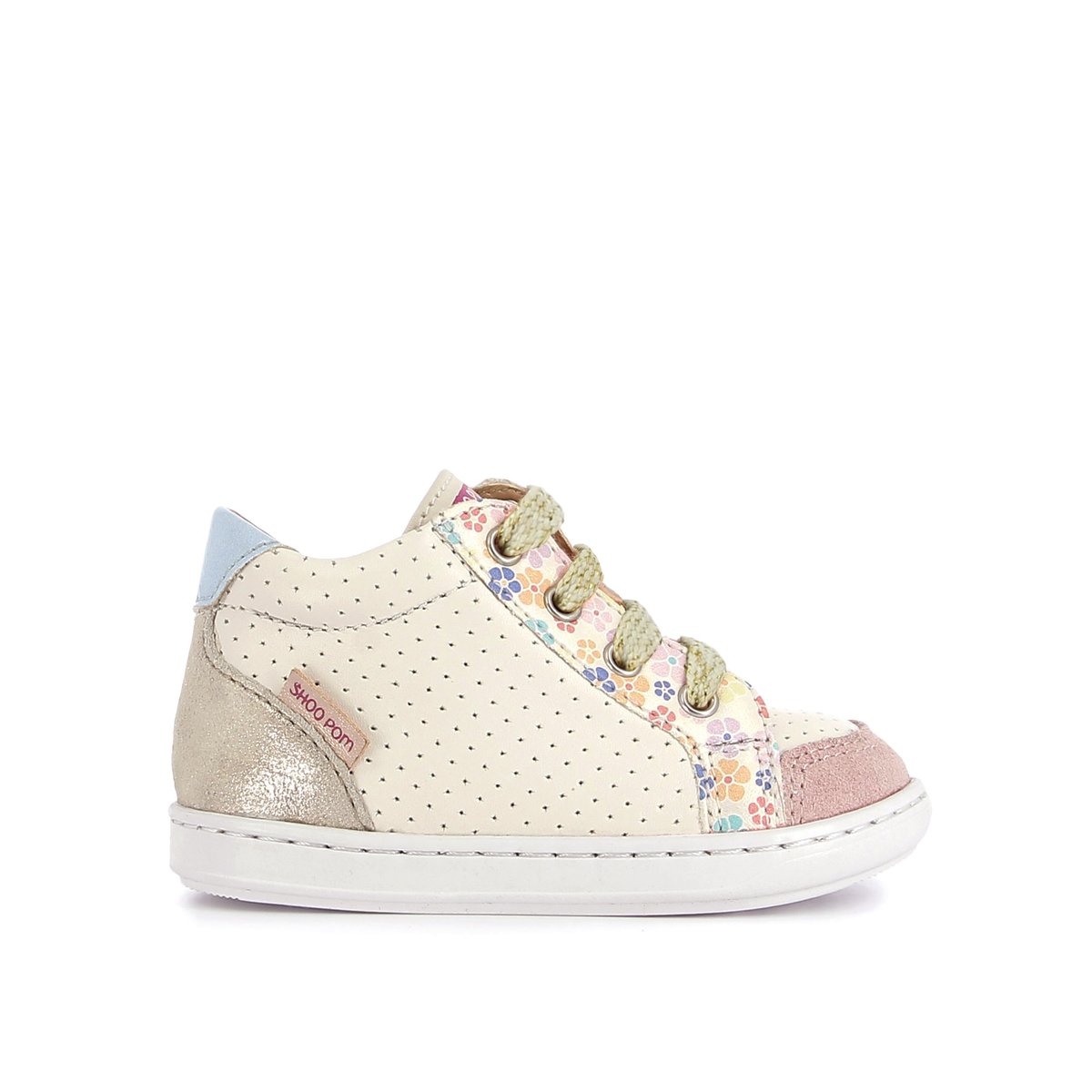 Baskets à lacets et à zip BOUBA ZIP BOX blanc rose, SHOO POM