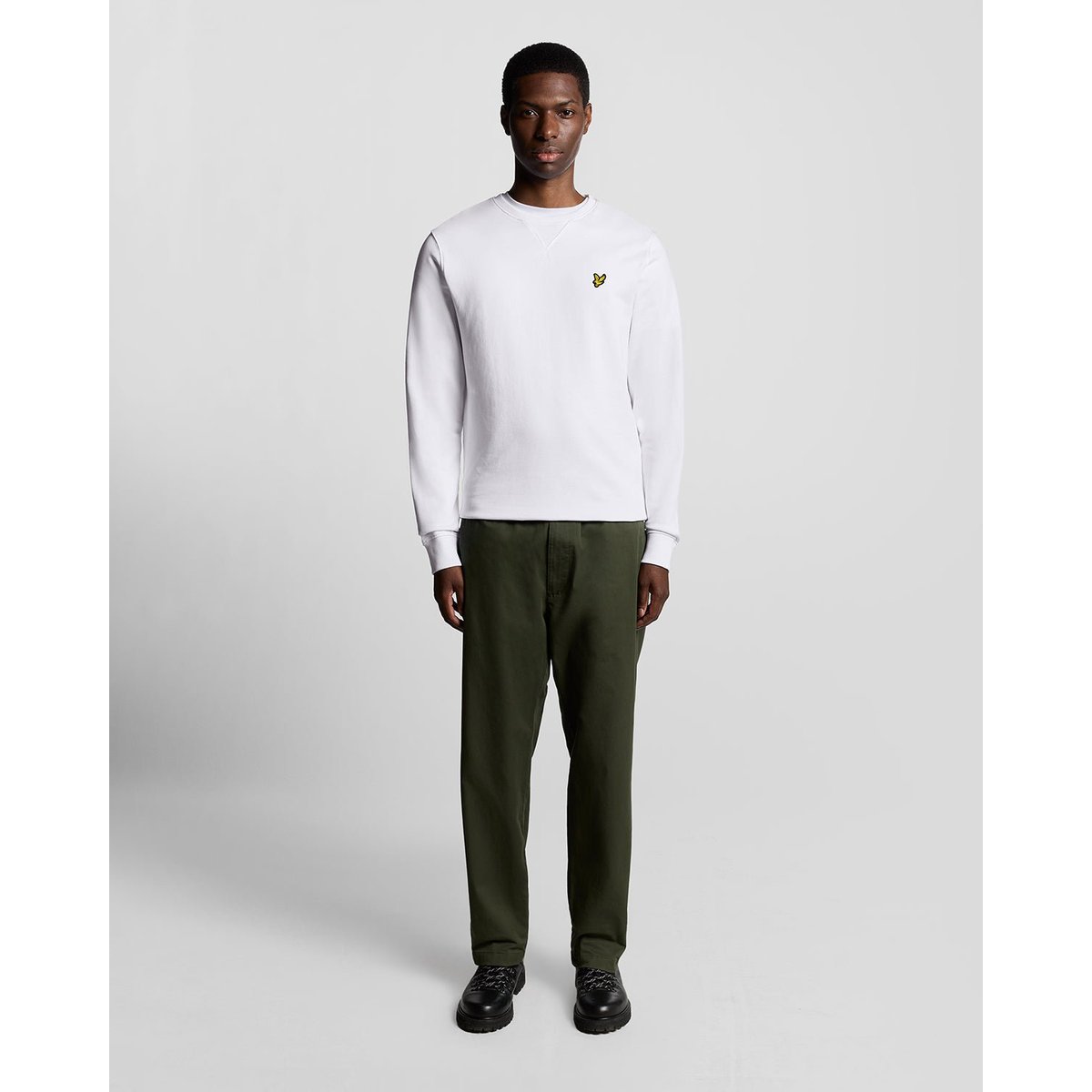 Sweat-shirt col rond en coton blanc, LYLE & SCOTT