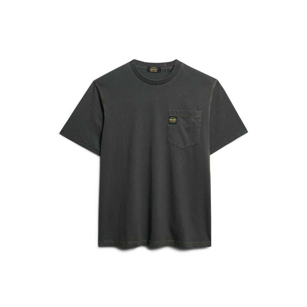 T-shirt à poche et surpiqûre contrastée noir délavé, SUPERDRY