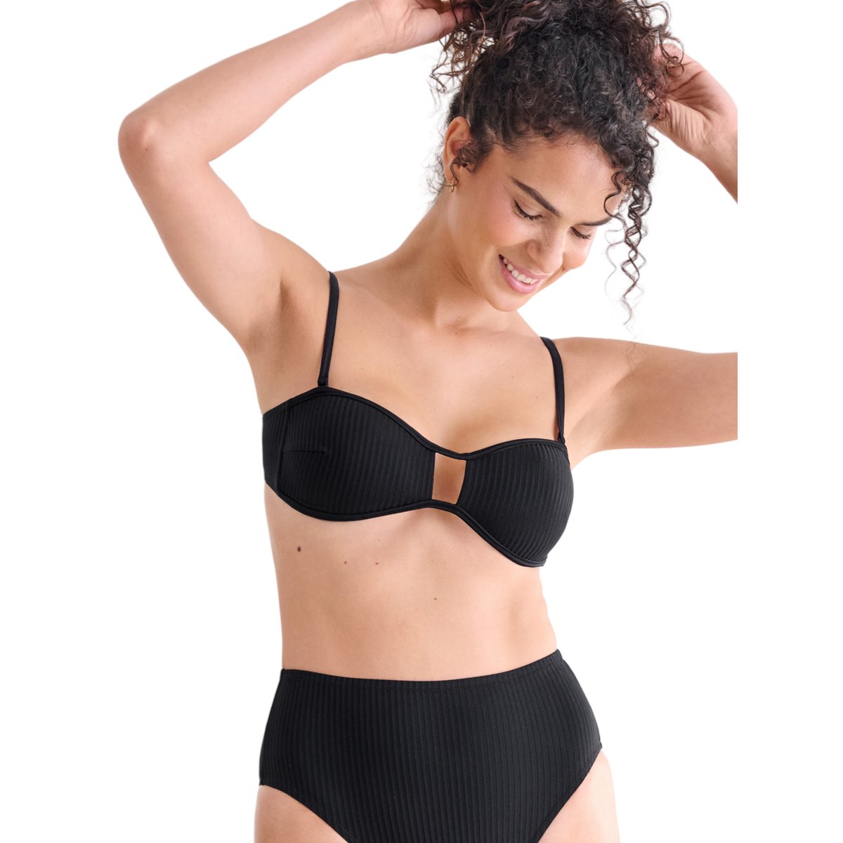 Haut maillot de bain bandeau préformé sans armatures FLORIDA noir, LISCA