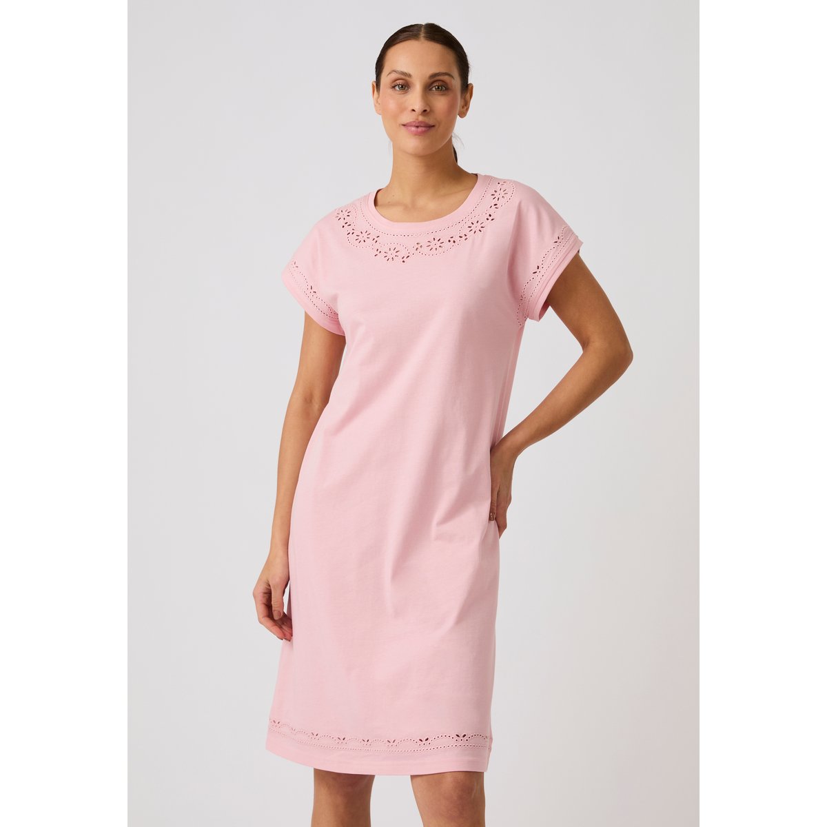 Chemise de nuit pur coton biologique rose pâle, DAMART
