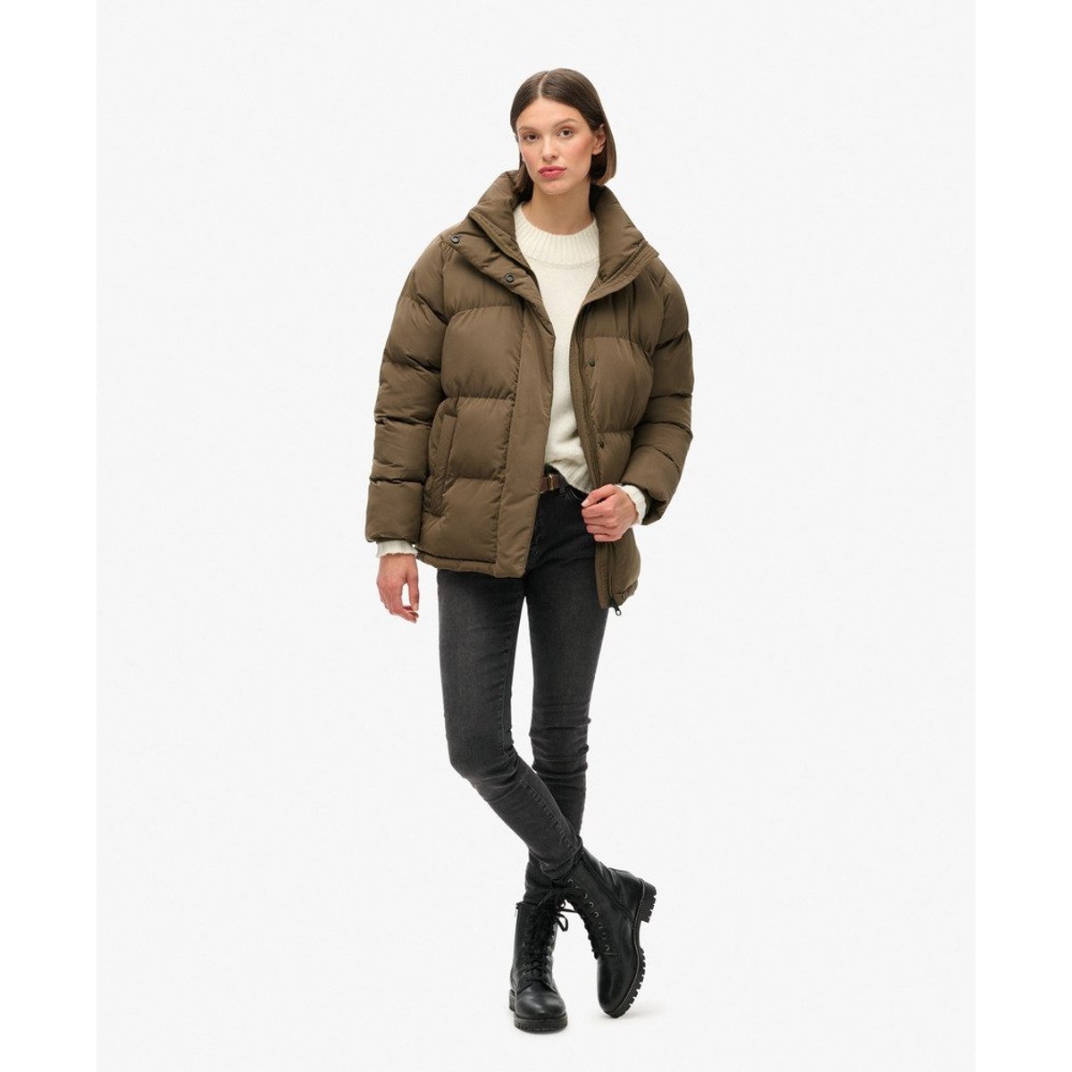 Doudoune mi-longue marron chaud, SUPERDRY