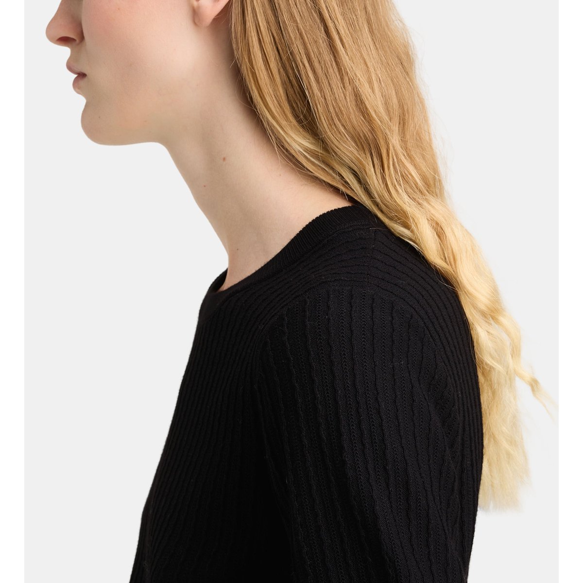 Pull droit ambre new maille fantaisie manches courtes noir, GALERIES LAFAYETTE