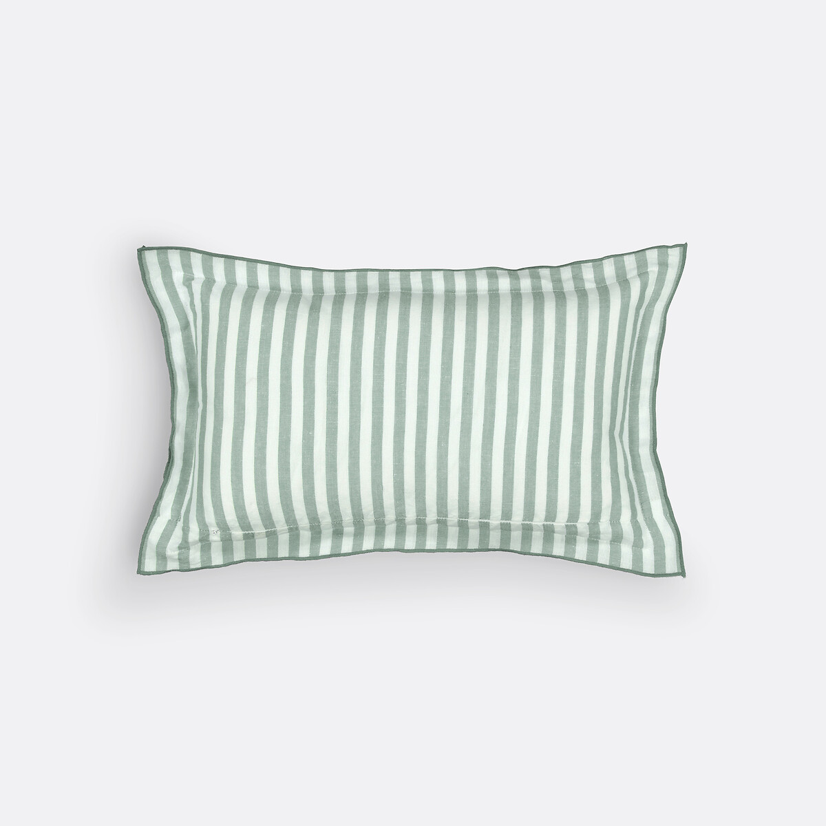 Cottage Cushion Cover in Gingham Check Cotton/Linen grey-green, LA REDOUTE INTERIEURS
