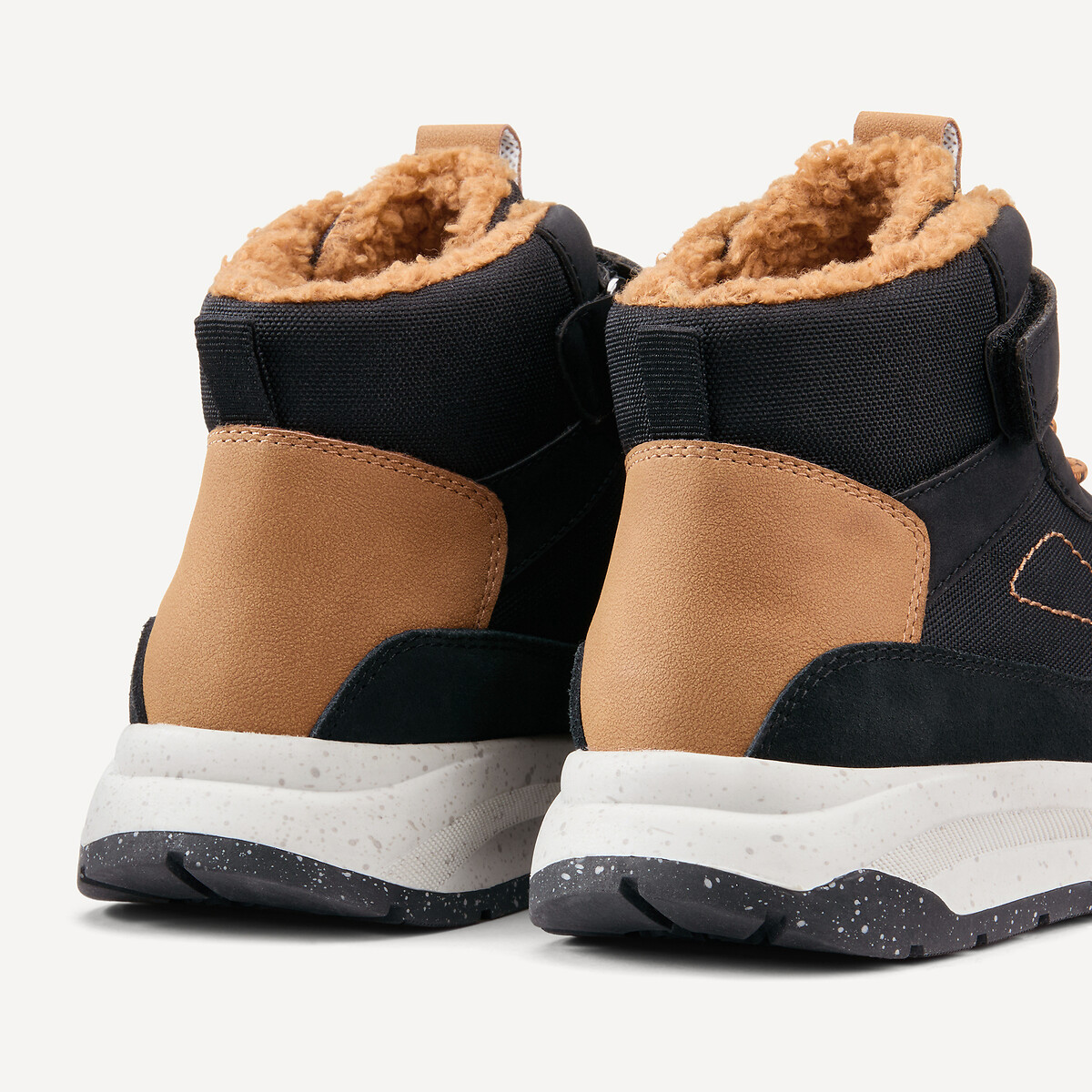 Kids Outdoor High Top Trainers with Elasticated Laces black, LA REDOUTE COLLECTIONS