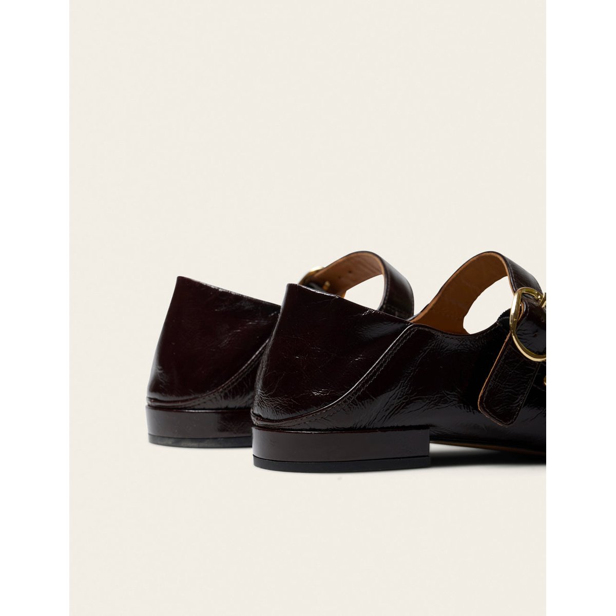 Ballerines LALI cuir plissé chocolat clous, ODAJE